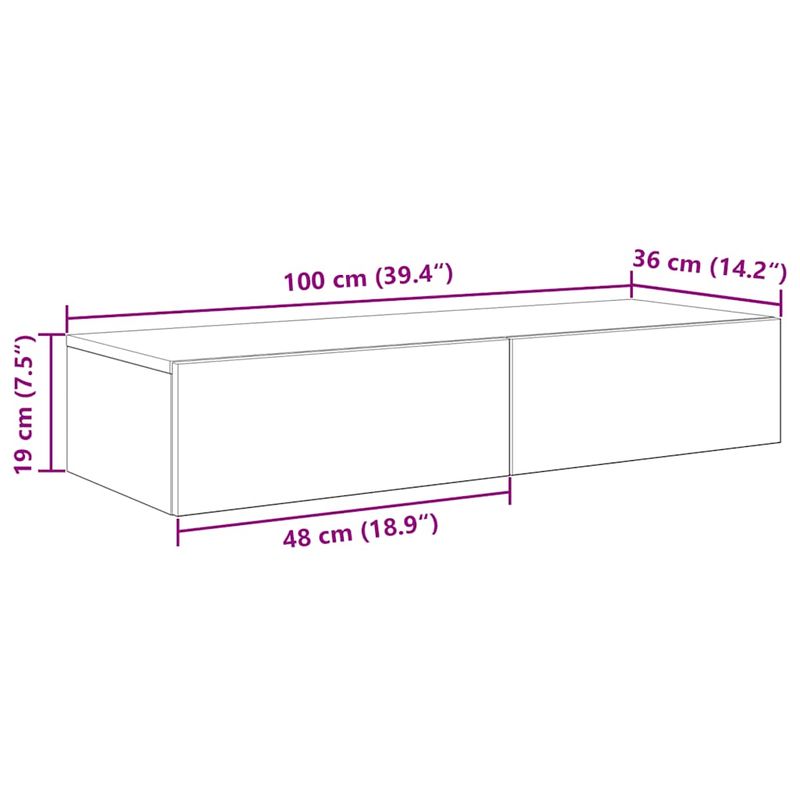 Casa si Gradina - Mobilier - Biblioteci si rafturi - Rafturi - Raft de perete cu sertare Gri beton 100x36x19 cm Lemn prelucrat - Infinity.ro