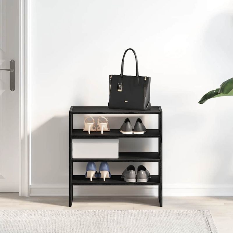 Casa si Gradina - Mobilier - Organizare si depozitare - Organizator incaltaminte - Rafturi pantofi 2 buc Stejar negru stivuibil 60x30x30,5 cm - Infinity.ro