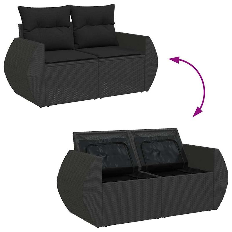 Casa si Gradina - Gradina si terasa - Mobilier exterior - Seturi mobila gradina - Set canapele de gradina cu perne, 7 piese, negru, poliratan - Infinity.ro