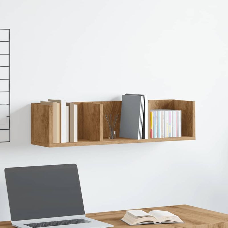 Casa si Gradina - Mobilier - Biblioteci si rafturi - Rafturi - Raft perete CD-uri stejar artizanal 75x18x18 cm lemn prelucrat - Infinity.ro