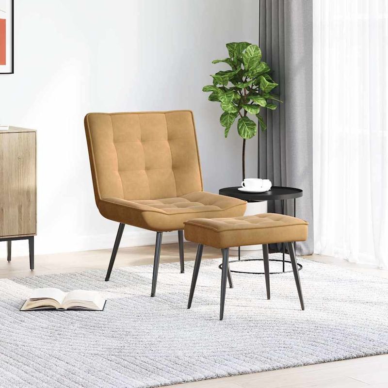 Casa si Gradina - Mobilier - Scaune si fotolii - Scaune - Scaun de relaxare cu taburet, maro, catifea - Infinity.ro
