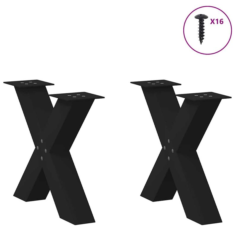 Casa si Gradina - Mobilier - Feronerie si accesorii mobila - Picioare masuta de cafea in forma de X 2 buc Negru Otel - Infinity.ro