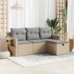 Casa si Gradina - Gradina si terasa - Mobilier exterior - Seturi mobila gradina - Set canapele de gradina, 4 piese, cu perne, bej, poliratan - Infinity.ro