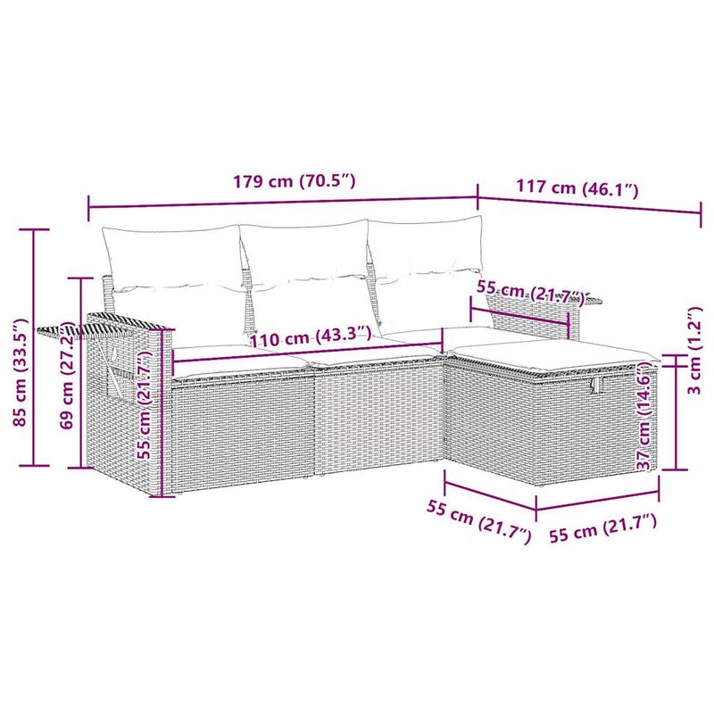 Casa si Gradina - Gradina si terasa - Mobilier exterior - Seturi mobila gradina - Set canapele de gradina, 4 piese, cu perne, bej, poliratan - Infinity.ro