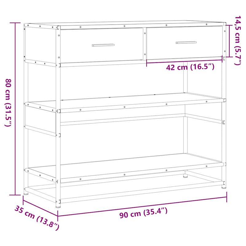 Casa si Gradina - Mobilier - Comode si corpuri - Console - Masuta consola, stejar sonoma, 90x35x80 cm, lemn prelucrat - Infinity.ro