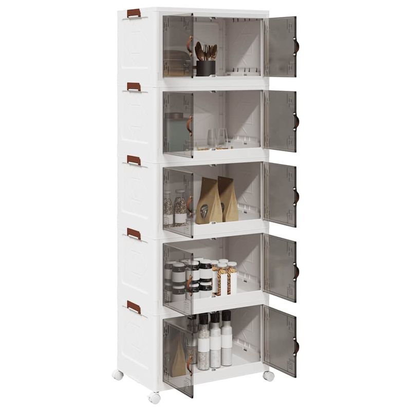 Casa si Gradina - Constructii - Depozitare, transport si protectie - Accesorii echipamente pentru transport si ridicat - Cutie de depozitare stivuita cu roti 5 niveluri 75L 65x40x179cm - Infinity.ro