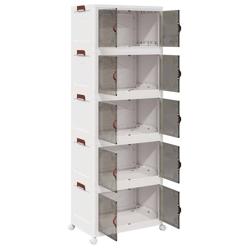 Casa si Gradina - Constructii - Depozitare, transport si protectie - Accesorii echipamente pentru transport si ridicat - Cutie de depozitare stivuita cu roti 5 niveluri 75L 65x40x179cm - Infinity.ro