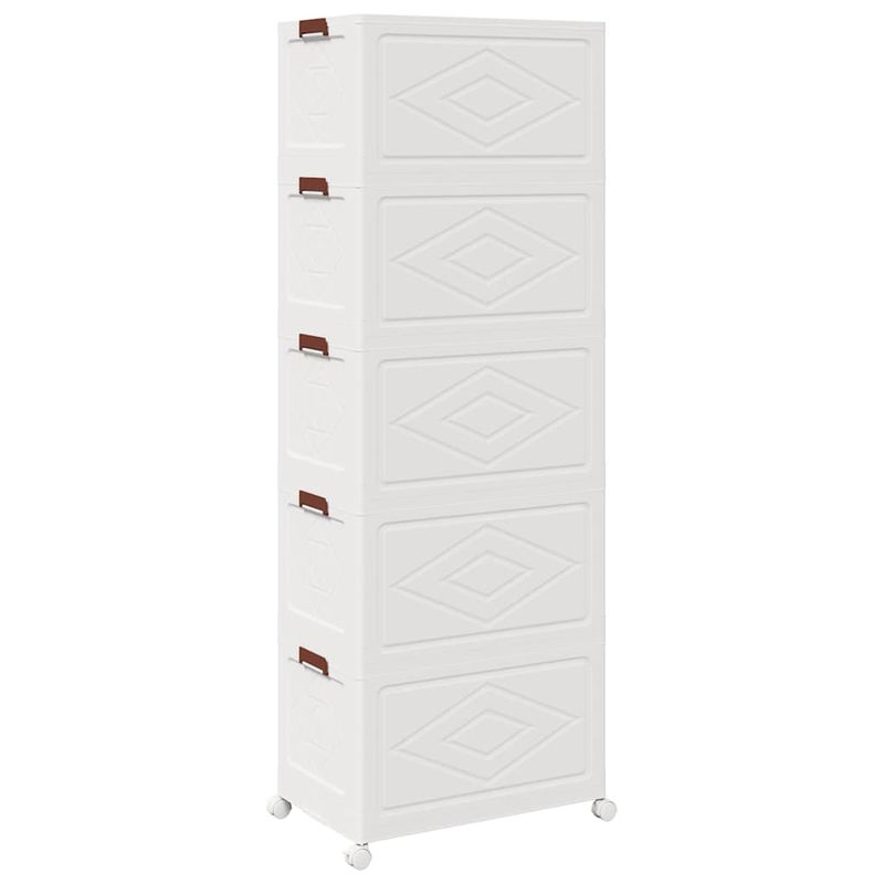 Casa si Gradina - Constructii - Depozitare, transport si protectie - Accesorii echipamente pentru transport si ridicat - Cutie de depozitare stivuita cu roti 5 niveluri 75L 65x40x179cm - Infinity.ro