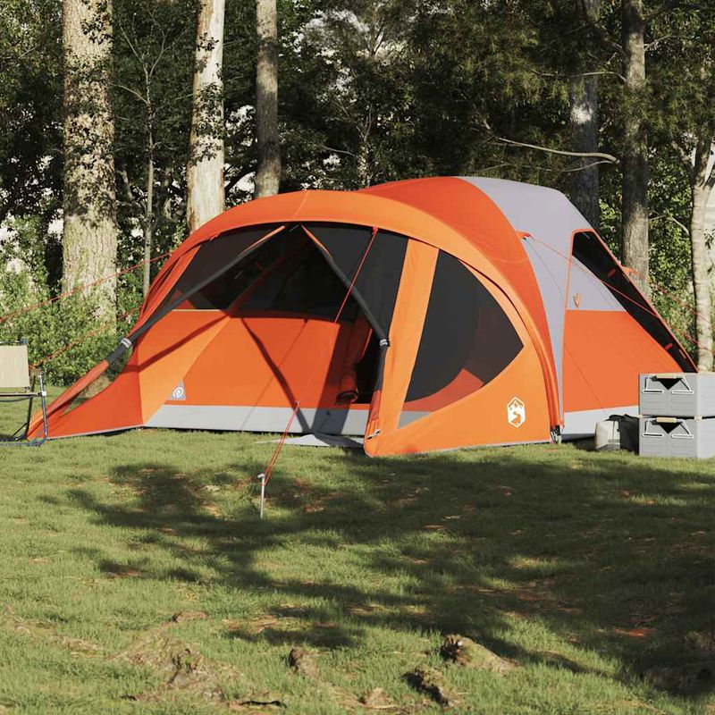 Sport si Outdoor - Camping - Corturi camping - Cort de familie tunel 6 persoane, gri/portocaliu, impermeabil - Infinity.ro