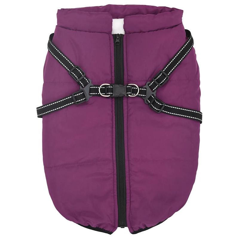 Petshop - Articole imbracaminte - Haine animale - Haina caini cu ham impermeabila reflectorizanta, violet, 3XL - Infinity.ro