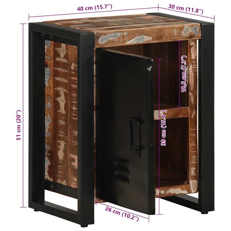 Casa si Gradina - Mobilier - Comode si corpuri - Noptiere - Noptiera multicolor 40x30x51 cm lemn masiv recuperat - Infinity.ro
