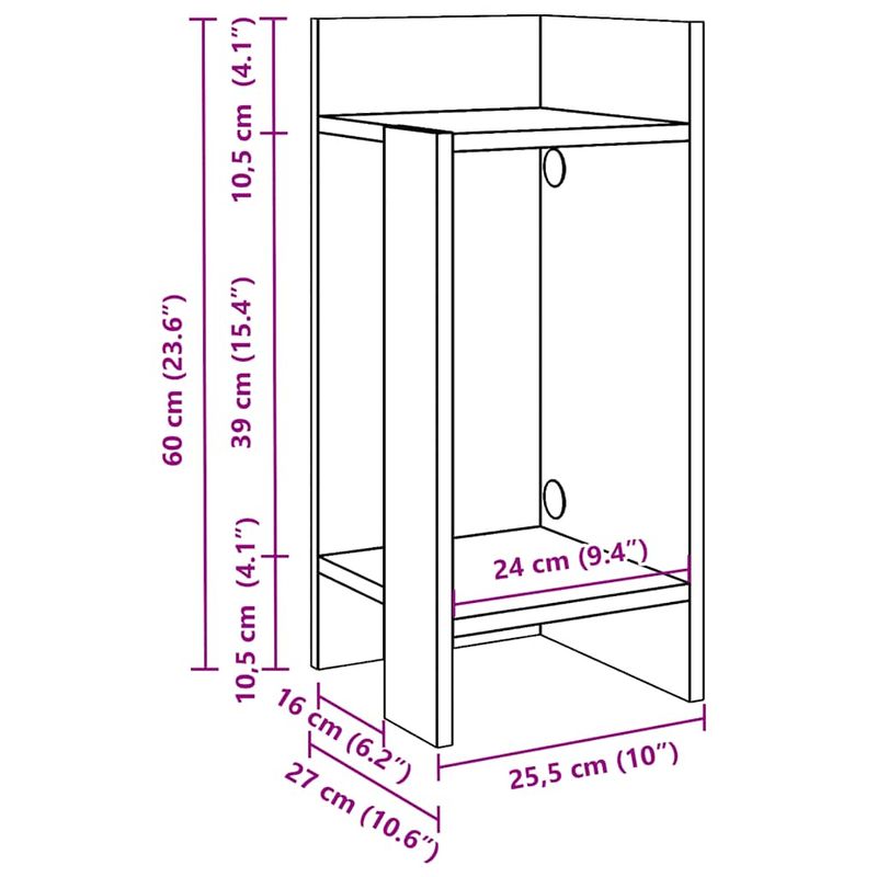 Casa si Gradina - Mobilier - Mese si birouri - Mese living - Masa laterala cu polita stejar afumat 25,5x27x60 cm - Infinity.ro