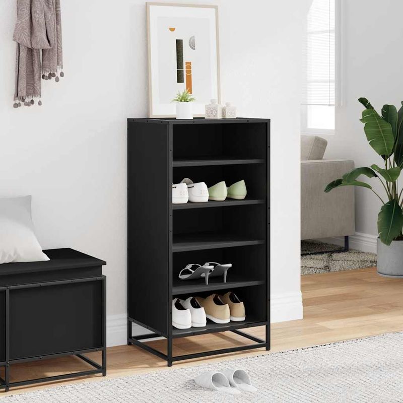Casa si Gradina - Mobilier - Organizare si depozitare - Organizator incaltaminte - Suport pentru pantofi negru 48x38x97,5 cm Lemn prelucrat - Infinity.ro