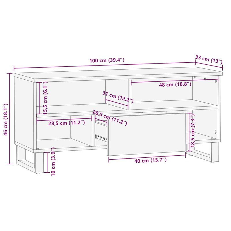 Casa si Gradina - Mobilier - Comode si corpuri - Comode - Comoda TV, negru, 100x33x46 cm, lemn masiv de mango - Infinity.ro