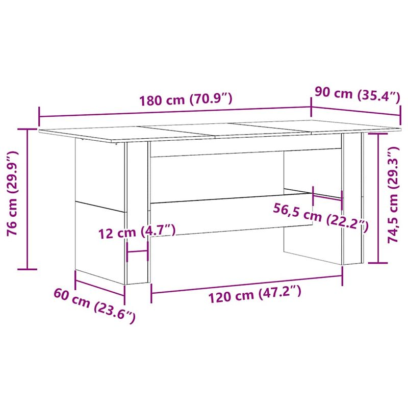 Casa si Gradina - Mobilier - Mese si birouri - Mese bucatarie si dining - Masa de bucatarie, Stejar artizanal 180x90x76 cm lemn prelucrat - Infinity.ro
