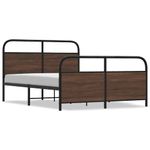 Casa si Gradina - Mobilier - Paturi si accesorii - Paturi - Cadru pat fara saltea stejar maro, 120x200 cm, lemn prelucrat, model cu tăblie și suport de picioare - Infinity.ro