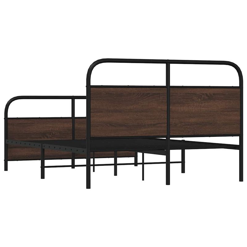 Casa si Gradina - Mobilier - Paturi si accesorii - Paturi - Cadru pat fara saltea stejar maro, 120x200 cm, lemn prelucrat, model cu tăblie și suport de picioare - Infinity.ro