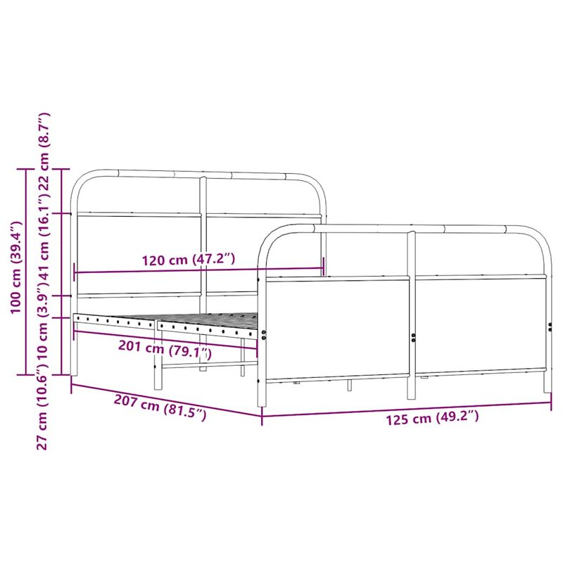 Casa si Gradina - Mobilier - Paturi si accesorii - Paturi - Cadru pat fara saltea stejar maro, 120x200 cm, lemn prelucrat, model cu tăblie și suport de picioare - Infinity.ro