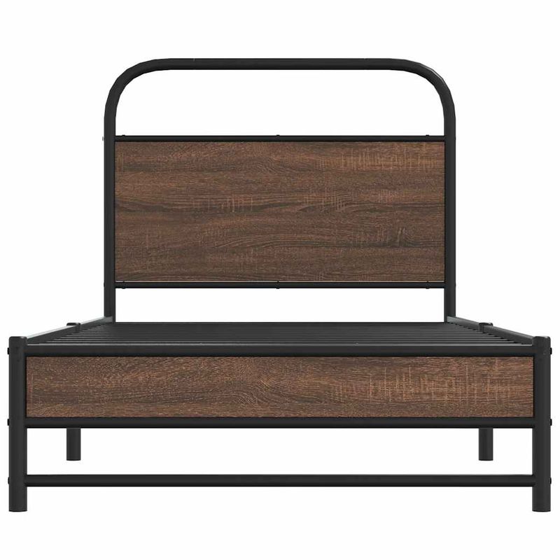 Casa si Gradina - Mobilier - Paturi si accesorii - Paturi - Cadru pat fara saltea stejar maro, 107x203 cm, lemn prelucrat, model cu tăblie de cap și tăblie de picioare joasă dublă - Infinity.ro