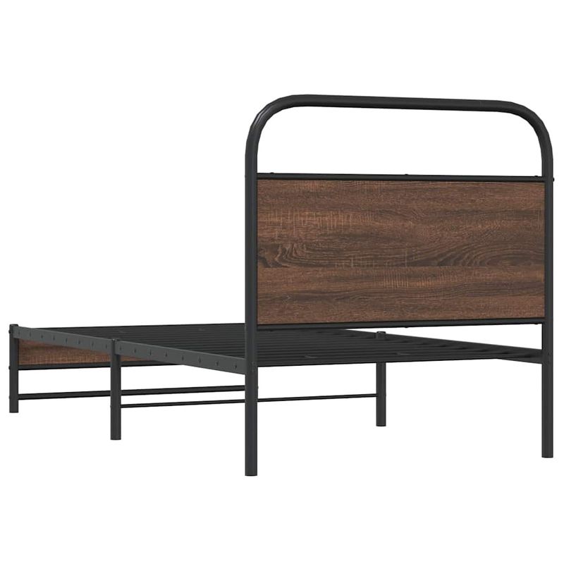 Casa si Gradina - Mobilier - Paturi si accesorii - Paturi - Cadru pat fara saltea stejar maro, 107x203 cm, lemn prelucrat, model cu tăblie de cap și tăblie de picioare joasă dublă - Infinity.ro