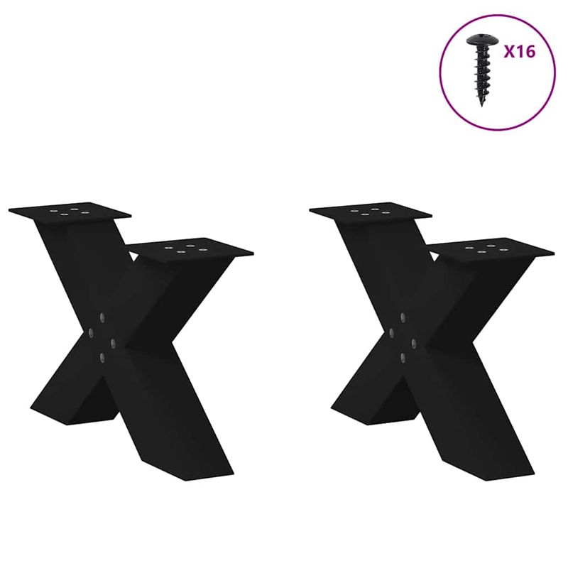 Casa si Gradina - Mobilier - Feronerie si accesorii mobila - Picioare masuta cafea in forma X 2 buc Negru 60x(30-31) cm Otel - Infinity.ro