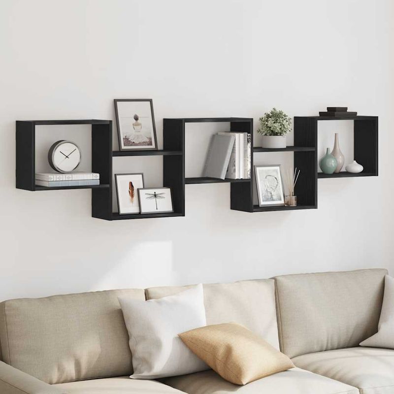 Casa si Gradina - Mobilier - Biblioteci si rafturi - Rafturi - Raft cubic de perete cu 5 compartimente negru lemn prelucrat - Infinity.ro