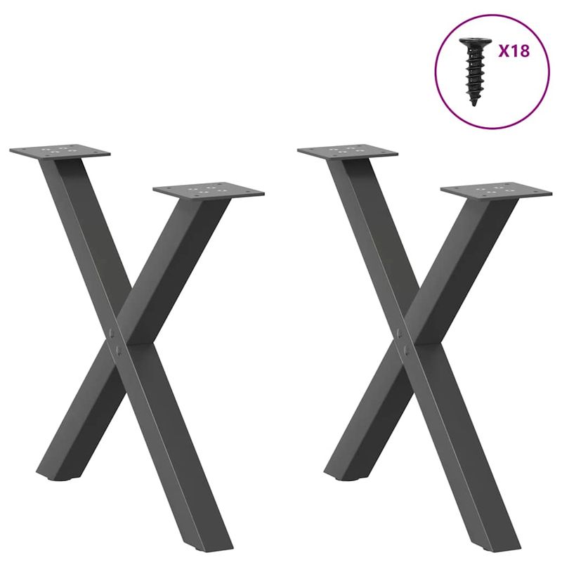Casa si Gradina - Mobilier - Feronerie si accesorii mobila - Picioare pentru masuta cafea in forma de X, 2 buc Antracit Otel, mărime 60x(42-43) cm (40 mm) - Infinity.ro