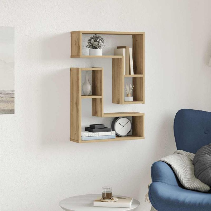 Casa si Gradina - Mobilier - Biblioteci si rafturi - Rafturi - Rafturi de perete cub 2 buc. stejar artizanal, 50x15x50 cm lemn - Infinity.ro