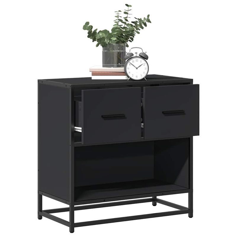 Casa si Gradina - Mobilier - Comode si corpuri - Noptiere - Noptiera neagra 60x31x60 cm lemn prelucrat si metal - Infinity.ro