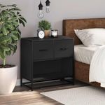 Casa si Gradina - Mobilier - Comode si corpuri - Noptiere - Noptiera neagra 60x31x60 cm lemn prelucrat si metal - Infinity.ro