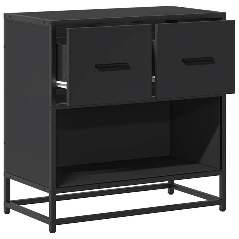 Casa si Gradina - Mobilier - Comode si corpuri - Noptiere - Noptiera neagra 60x31x60 cm lemn prelucrat si metal - Infinity.ro
