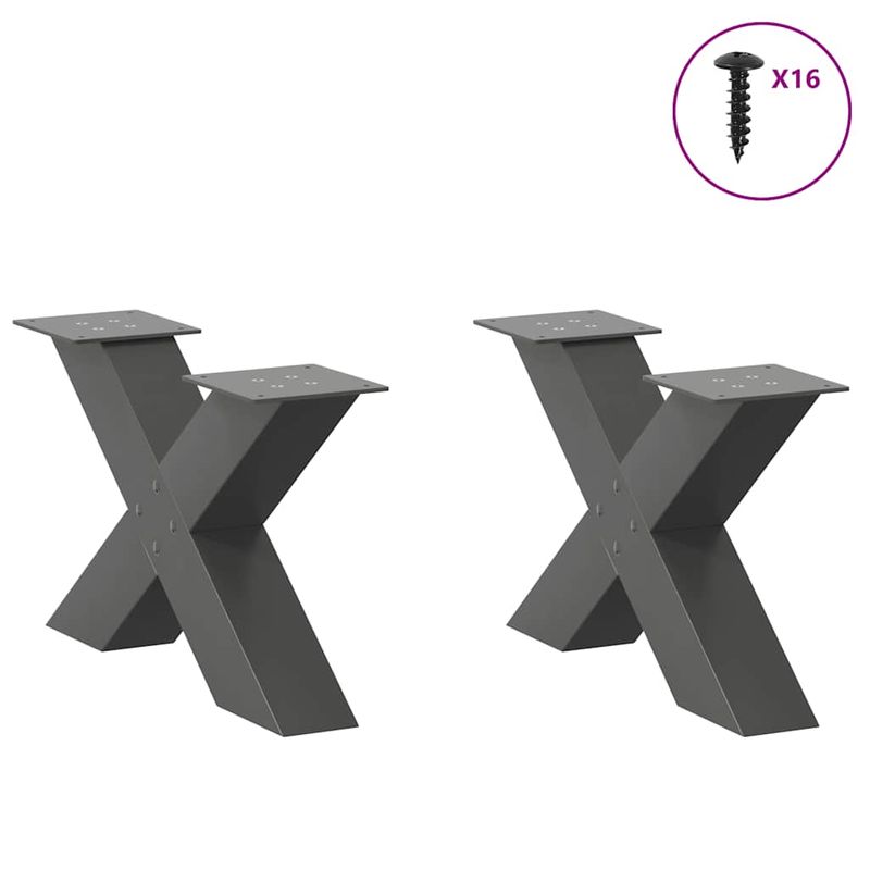 Casa si Gradina - Mobilier - Feronerie si accesorii mobila - Picioare pentru masuta cafea in forma de X, 2 buc Antracit Otel, mărime 60x(30-31) cm (80 mm) - Infinity.ro