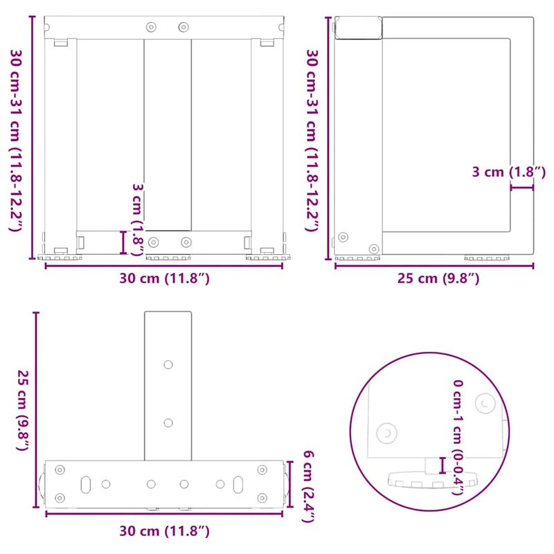 Casa si Gradina - Mobilier - Feronerie si accesorii mobila - Picioare pentru masuta de cafea in forma de T 2 buc alb Otel - Infinity.ro