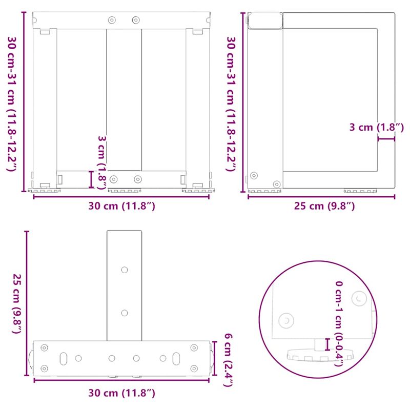 Casa si Gradina - Mobilier - Feronerie si accesorii mobila - Picioare pentru masuta de cafea in forma de T 2 buc alb Otel - Infinity.ro