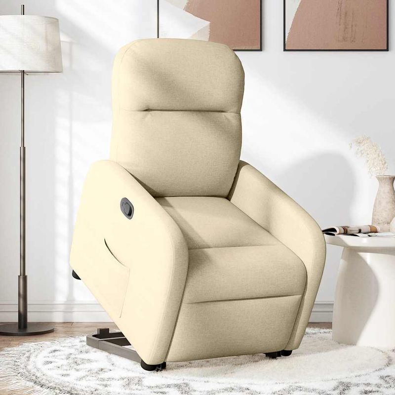 Casa si Gradina - Mobilier - Scaune si fotolii - Fotolii - Fotoliu rabatabil cu ridicare pe verticala, crem, textil - Infinity.ro