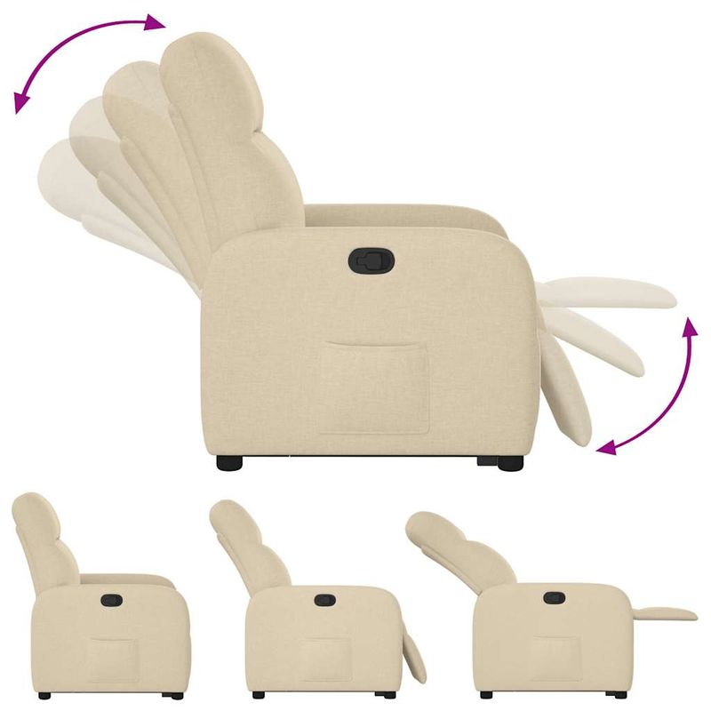 Casa si Gradina - Mobilier - Scaune si fotolii - Fotolii - Fotoliu rabatabil cu ridicare pe verticala, crem, textil - Infinity.ro