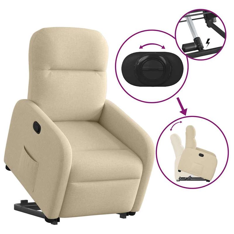 Casa si Gradina - Mobilier - Scaune si fotolii - Fotolii - Fotoliu rabatabil cu ridicare pe verticala, crem, textil - Infinity.ro