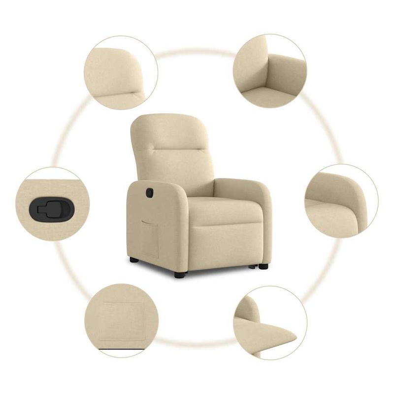 Casa si Gradina - Mobilier - Scaune si fotolii - Fotolii - Fotoliu rabatabil cu ridicare pe verticala, crem, textil - Infinity.ro