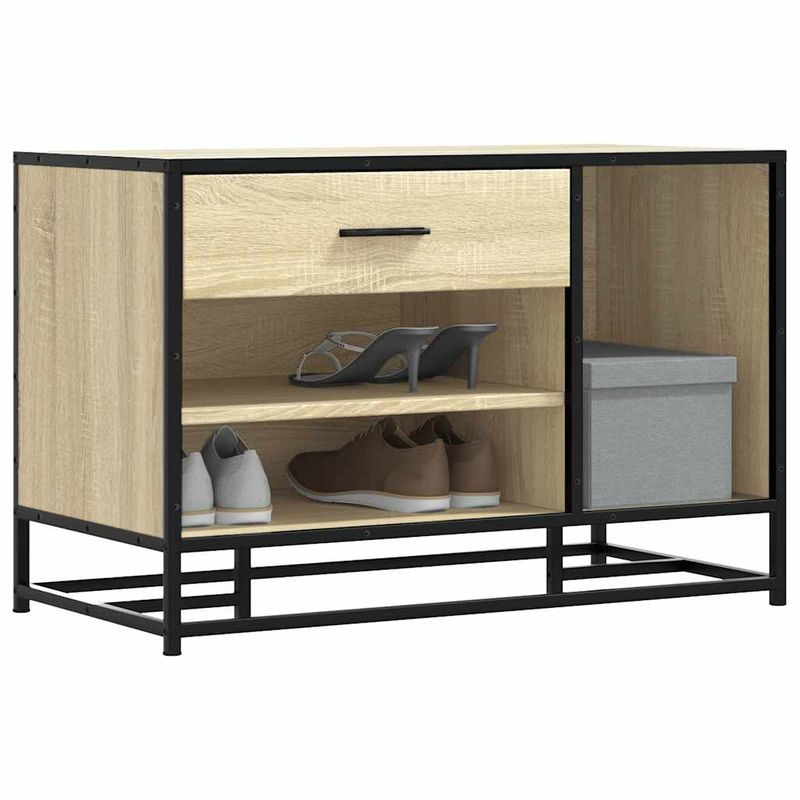 Casa si Gradina - Mobilier - Organizare si depozitare - Bancute - Banca pentru incaltaminte Stejar Sonoma, Lemn prelucrat si metal - Infinity.ro