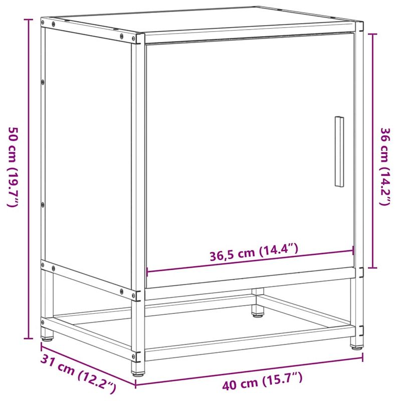 Casa si Gradina - Mobilier - Comode si corpuri - Noptiere - Noptiera din stejar Sonoma 40x31x50 cm lemn prelucrat si metal - Infinity.ro
