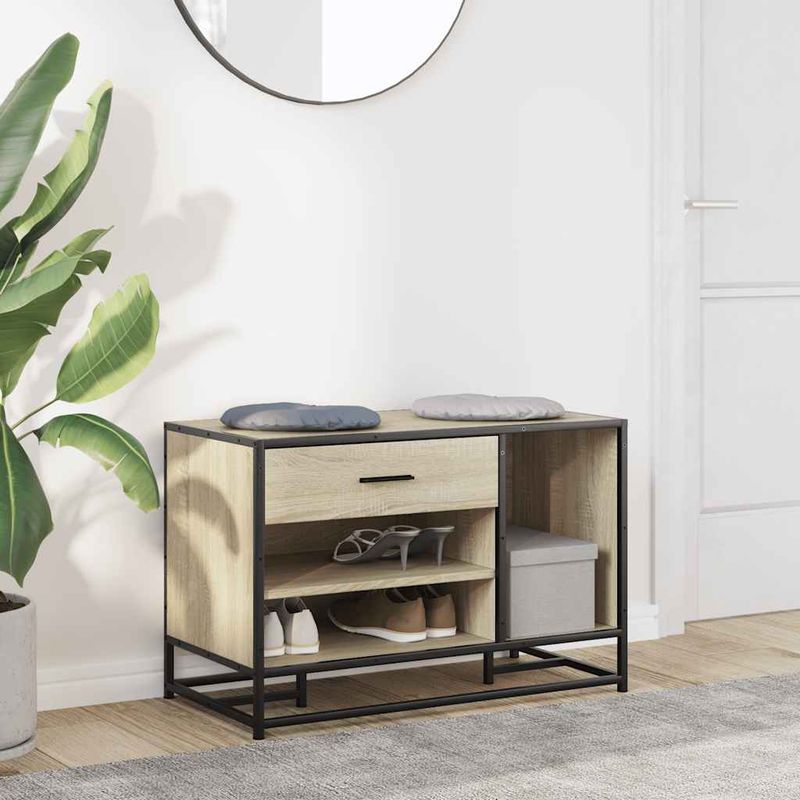 Casa si Gradina - Mobilier - Organizare si depozitare - Bancute - Banca pentru incaltaminte Stejar Sonoma, Lemn prelucrat si metal - Infinity.ro