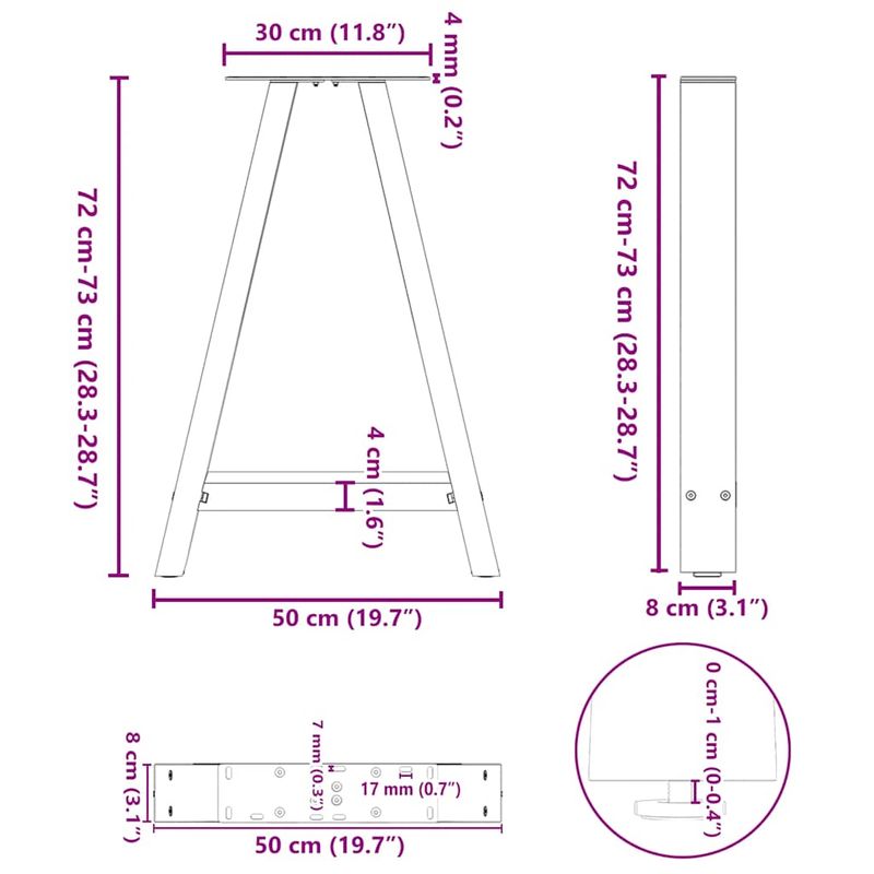Casa si Gradina - Mobilier - Feronerie si accesorii mobila - Picioare masuta cafea in forma A 2 buc alb 50x(72-73) cm otel - Infinity.ro