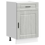 Casa si Gradina - Mobilier - Comode si corpuri - Corpuri bucatarie - Dulap de baza de bucatarie „Porto” Lemn prelucrat Sonoma gri, model 1x dulap inferior (1 ușă 1 sertar), mărime 50x46x81.5 cm - Infinity.ro