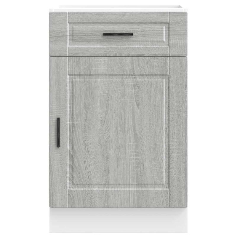 Casa si Gradina - Mobilier - Comode si corpuri - Corpuri bucatarie - Dulap de baza de bucatarie „Porto” Lemn prelucrat Sonoma gri, model 1x dulap inferior (1 ușă 1 sertar), mărime 50x46x81.5 cm - Infinity.ro