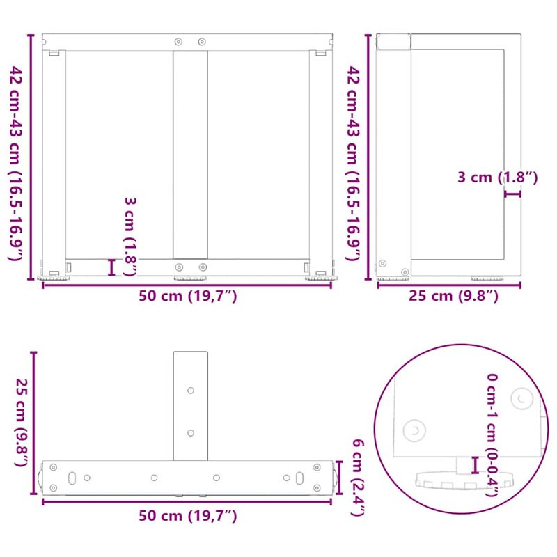 Casa si Gradina - Mobilier - Feronerie si accesorii mobila - Picioare masuta de cafea in forma de T, 2 buc alb otel, mărime 50x25x(42-43) cm - Infinity.ro