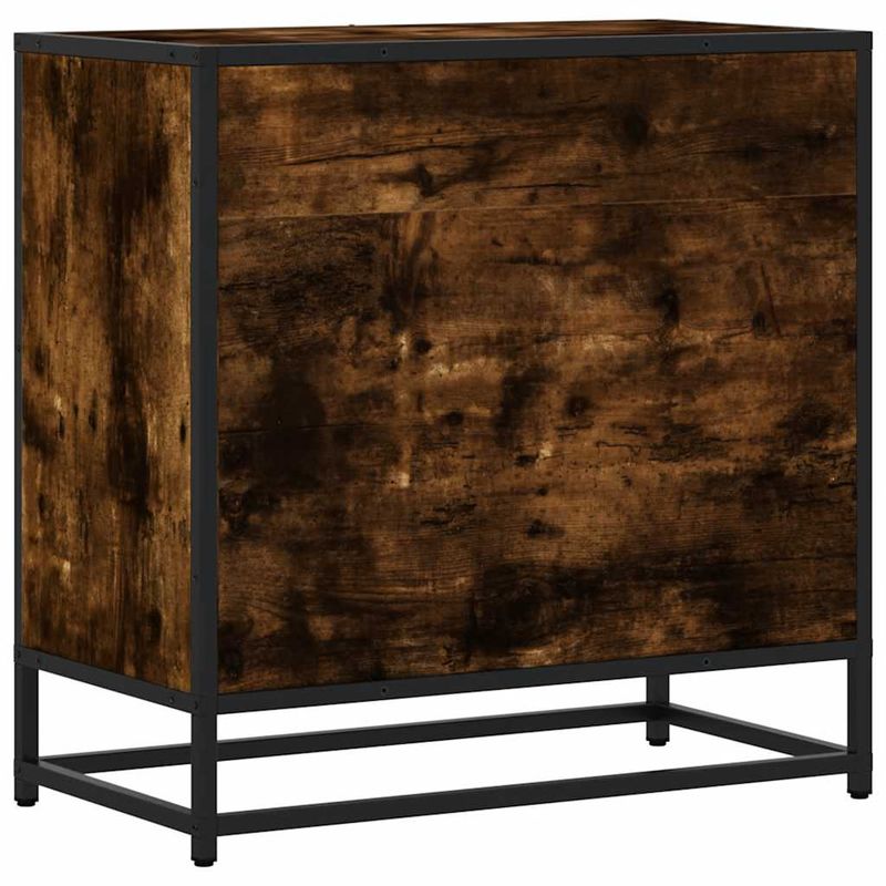 Casa si Gradina - Mobilier - Comode si corpuri - Noptiere - Noptiera stejar afumat 60x31x60 cm lemn prelucrat si metal - Infinity.ro
