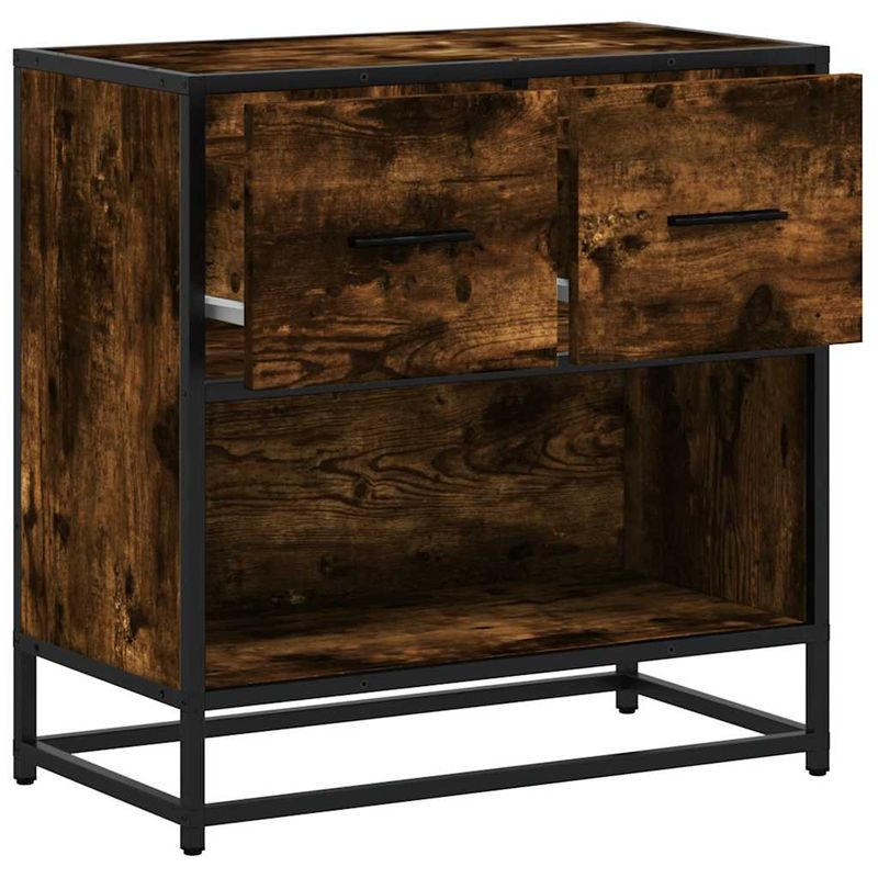 Casa si Gradina - Mobilier - Comode si corpuri - Noptiere - Noptiera stejar afumat 60x31x60 cm lemn prelucrat si metal - Infinity.ro