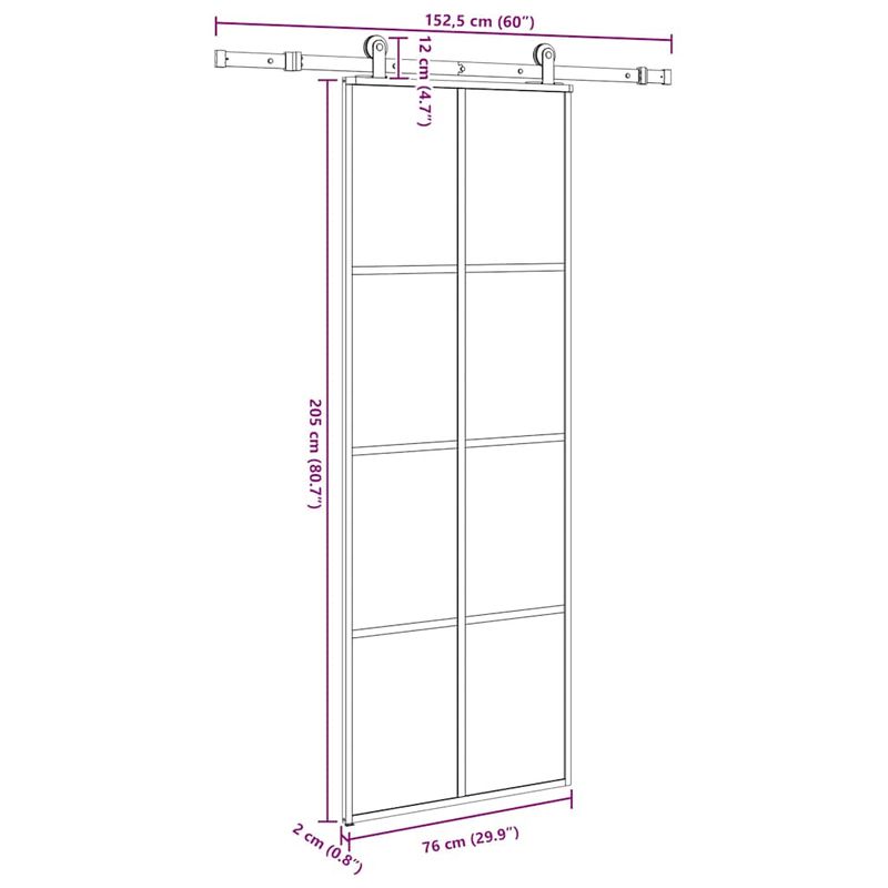 Casa si Gradina - Constructii - Usi interior, exterior si garaj - Usi interior - Usa glisanta cu set feronerie, 76x205 cm, sticla ESG/aluminiu - Infinity.ro