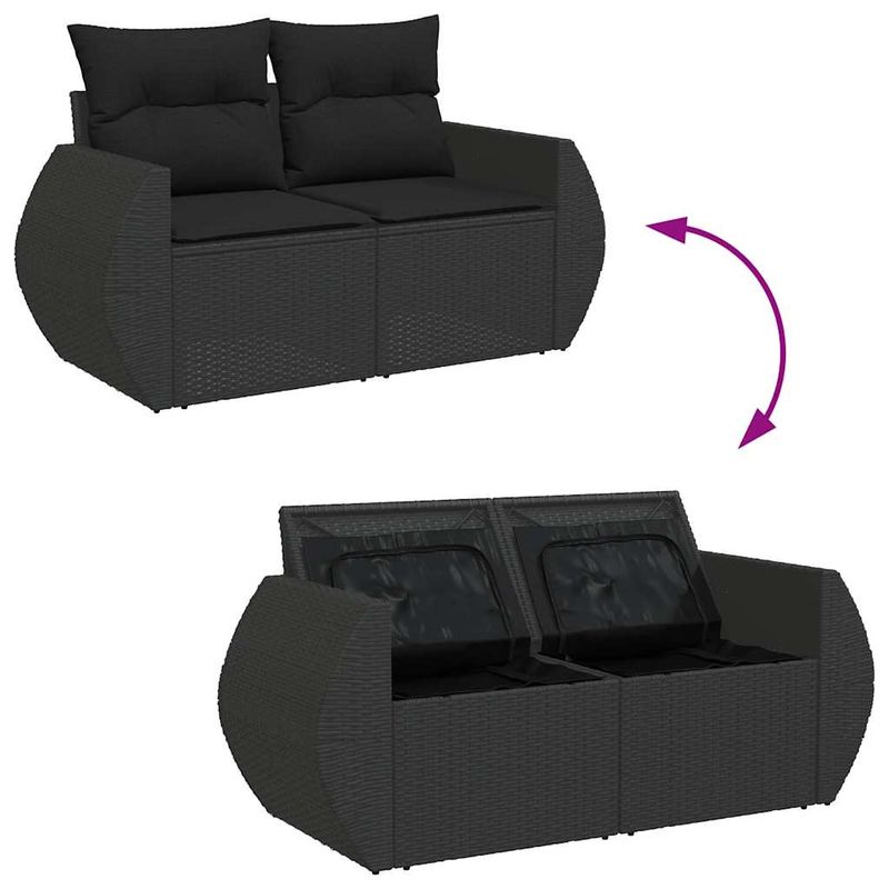 Casa si Gradina - Gradina si terasa - Mobilier exterior - Seturi mobila gradina - Set mobilier de gradina cu perne, 6 piese, negru, poliratan - Infinity.ro