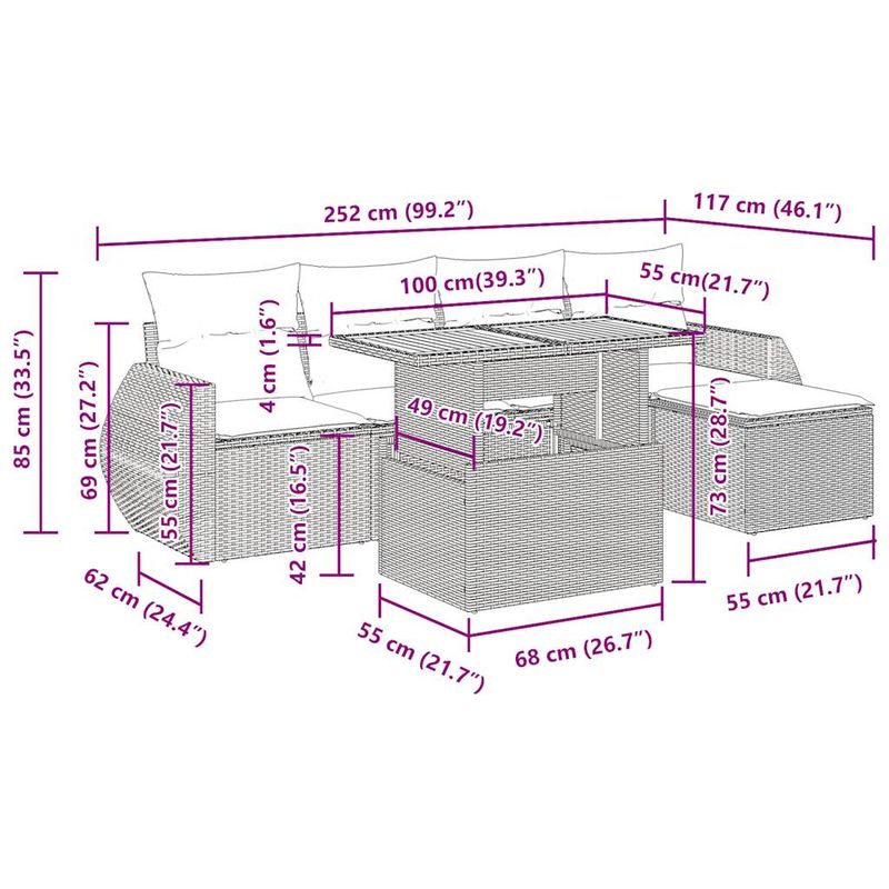 Casa si Gradina - Gradina si terasa - Mobilier exterior - Seturi mobila gradina - Set mobilier de gradina cu perne, 6 piese, negru, poliratan - Infinity.ro